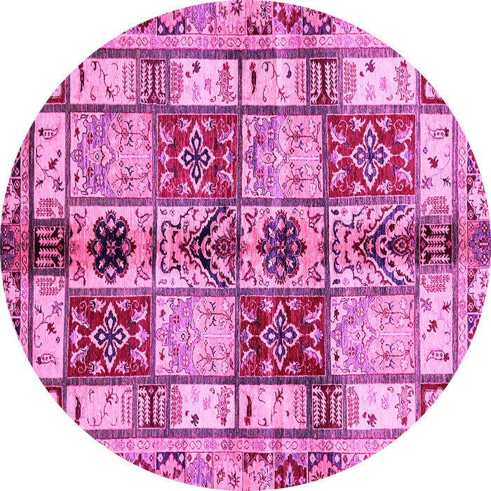 Round Abstract Pink Modern Rug, abs680pnk