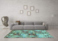 Machine Washable Abstract Light Blue Modern Rug, wshabs680lblu