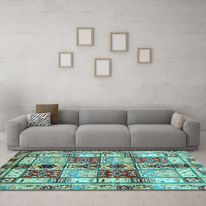 Machine Washable Abstract Light Blue Modern Rug in a Living Room, wshabs680lblu