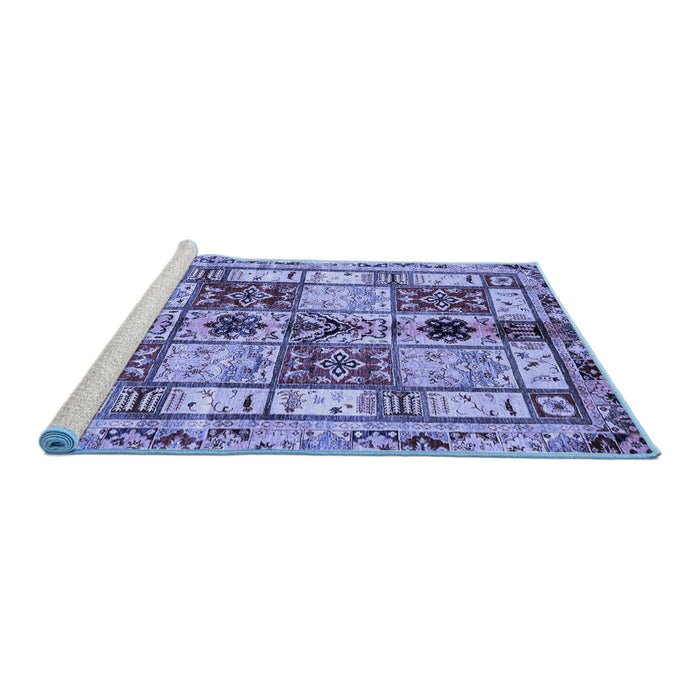 Sideview of Machine Washable Abstract Blue Modern Rug, wshabs680blu