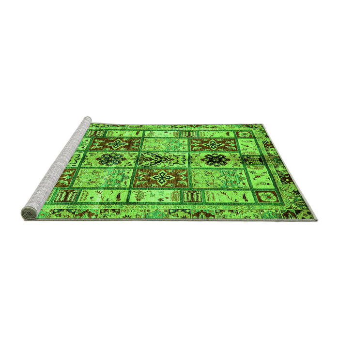 Sideview of Machine Washable Abstract Green Modern Area Rugs, wshabs680grn