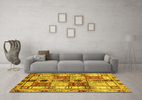 Machine Washable Abstract Yellow Modern Rug, wshabs680yw