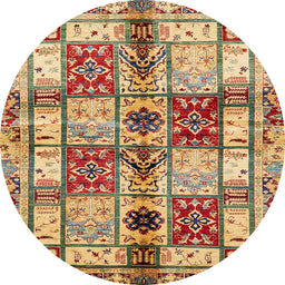 Round Abstract Sienna Brown Modern Rug, abs680