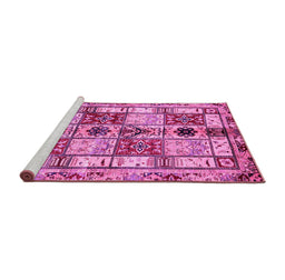 Sideview of Machine Washable Abstract Pink Modern Rug, wshabs680pnk