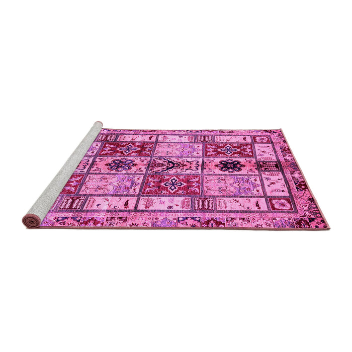 Sideview of Machine Washable Abstract Pink Modern Rug, wshabs680pnk