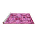 Sideview of Machine Washable Abstract Pink Modern Rug, wshabs680pnk