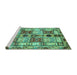 Sideview of Machine Washable Abstract Turquoise Modern Area Rugs, wshabs680turq