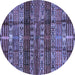 Round Abstract Blue Modern Rug, abs681blu