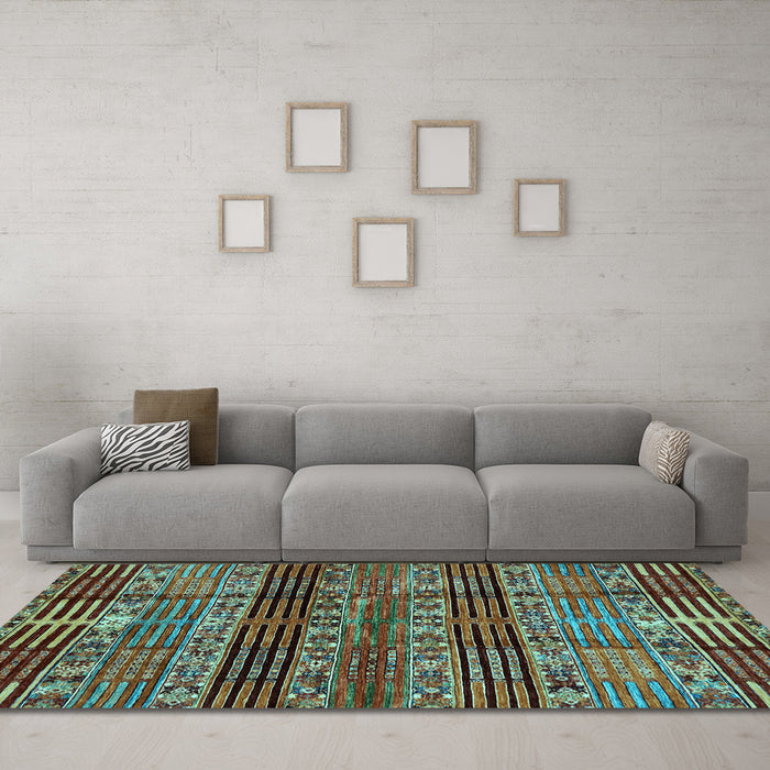 Machine Washable Abstract Light Blue Modern Rug in a Living Room, wshabs681lblu