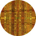 Round Abstract Yellow Modern Rug, abs681yw