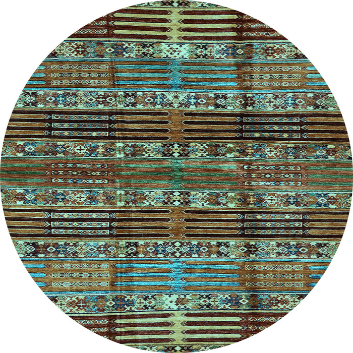 Round Abstract Light Blue Modern Rug, abs681lblu