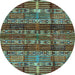 Round Abstract Light Blue Modern Rug, abs681lblu