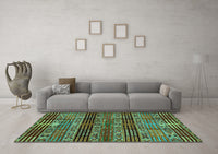 Machine Washable Abstract Turquoise Modern Rug, wshabs681turq