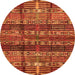 Round Machine Washable Abstract Orange Modern Area Rugs, wshabs681org