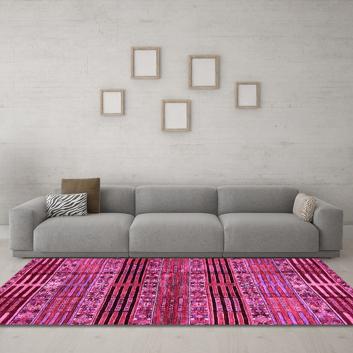 Machine Washable Abstract Pink Modern Rug in a Living Room, wshabs681pnk