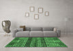 Machine Washable Abstract Emerald Green Modern Area Rugs in a Living Room,, wshabs681emgrn