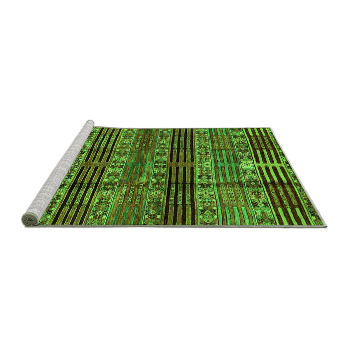 Sideview of Machine Washable Abstract Green Modern Area Rugs, wshabs681grn