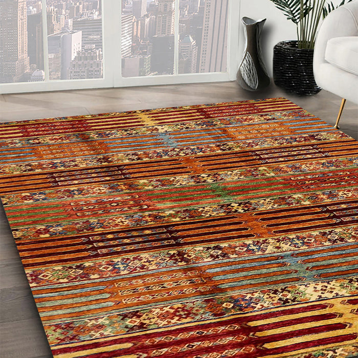 Machine Washable Abstract Tomato Red Rug in a Family Room, wshabs681