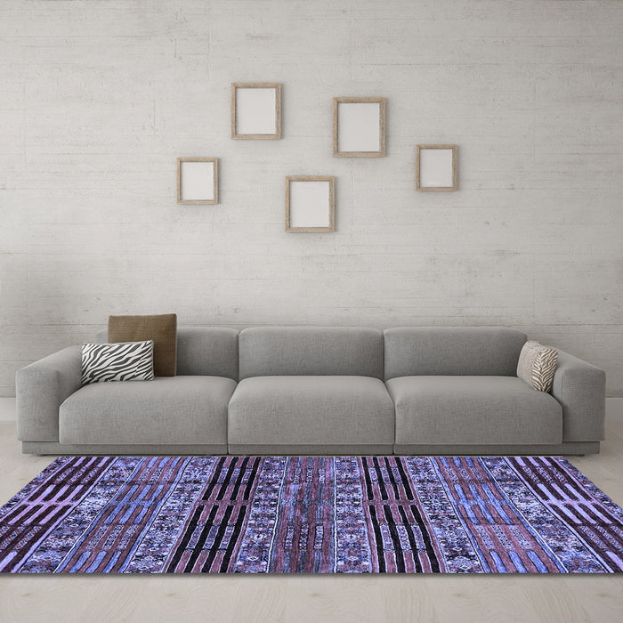 Machine Washable Abstract Blue Modern Rug in a Living Room, wshabs681blu
