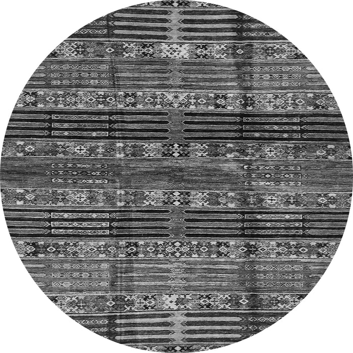 Round Machine Washable Abstract Gray Modern Rug, wshabs681gry