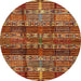 Round Abstract Red Modern Rug, abs681