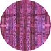 Round Machine Washable Abstract Purple Modern Area Rugs, wshabs681pur