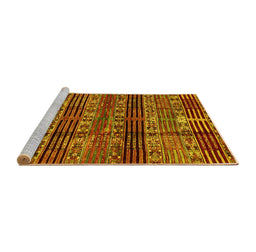 Sideview of Machine Washable Abstract Yellow Modern Rug, wshabs681yw