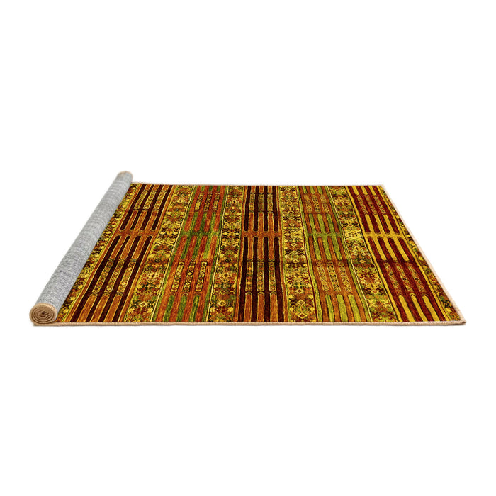 Sideview of Machine Washable Abstract Yellow Modern Rug, wshabs681yw