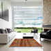 Square Abstract Red Modern Rug in a Living Room, abs681