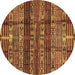 Round Abstract Brown Modern Rug, abs681brn