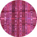 Round Machine Washable Abstract Pink Modern Rug, wshabs681pnk