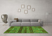 Machine Washable Abstract Green Modern Area Rugs in a Living Room,, wshabs681grn