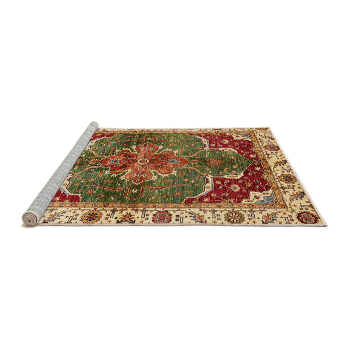 Sideview of Machine Washable Abstract Tomato Red Rug, wshabs682