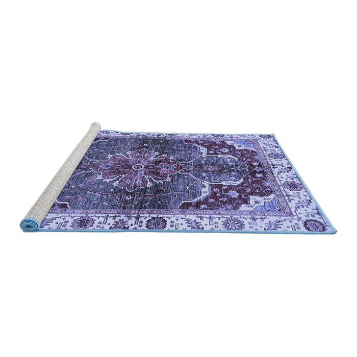 Sideview of Machine Washable Abstract Blue Modern Rug, wshabs682blu