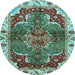 Round Abstract Light Blue Modern Rug, abs682lblu