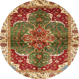 Round Machine Washable Abstract Tomato Red Rug, wshabs682
