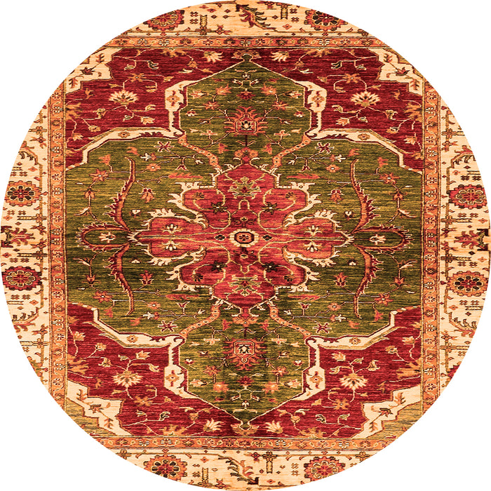 Round Machine Washable Abstract Orange Modern Area Rugs, wshabs682org