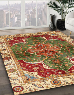 Abstract Red Modern Rug in Family Room, abs682