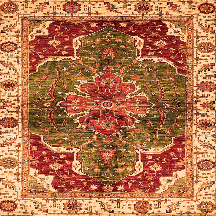 Square Abstract Orange Modern Rug, abs682org