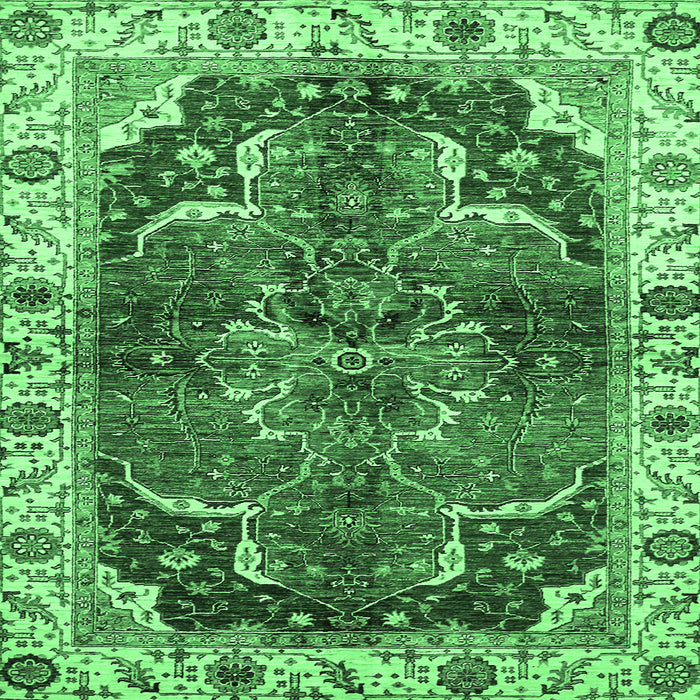 Square Machine Washable Abstract Emerald Green Modern Area Rugs, wshabs682emgrn