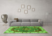 Machine Washable Abstract Green Modern Area Rugs in a Living Room,, wshabs682grn