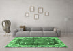 Machine Washable Abstract Emerald Green Modern Area Rugs in a Living Room,, wshabs682emgrn