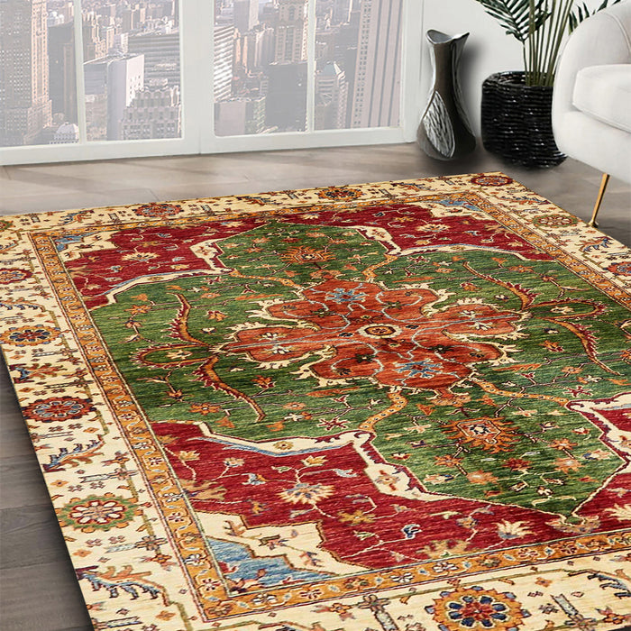 Abstract Red Modern Rug in Family Room, abs682