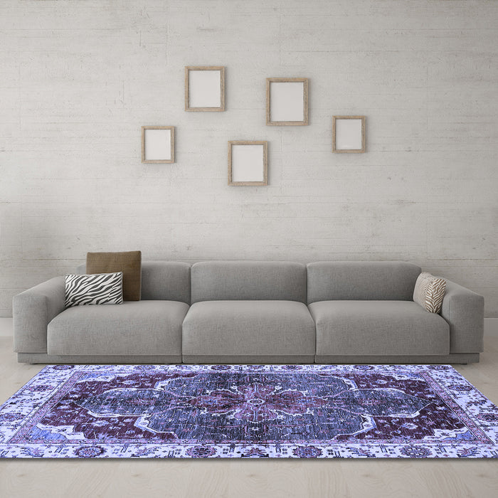 Machine Washable Abstract Blue Modern Rug in a Living Room, wshabs682blu