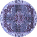 Round Abstract Blue Modern Rug, abs682blu