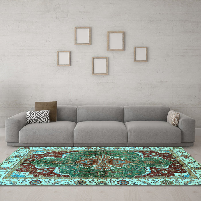 Machine Washable Abstract Light Blue Modern Rug in a Living Room, wshabs682lblu