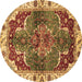 Round Machine Washable Abstract Brown Modern Rug, wshabs682brn