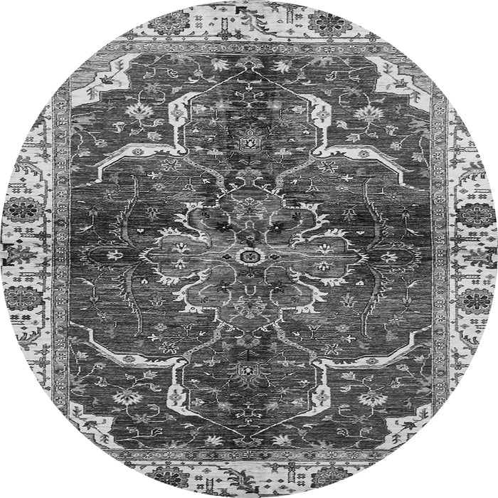 Round Abstract Gray Modern Rug, abs682gry