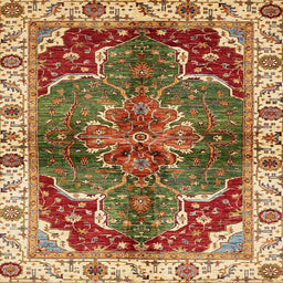 Square Machine Washable Abstract Tomato Red Rug, wshabs682