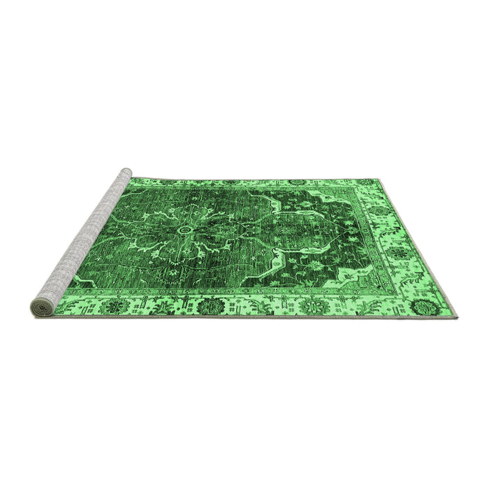 Sideview of Machine Washable Abstract Emerald Green Modern Area Rugs, wshabs682emgrn